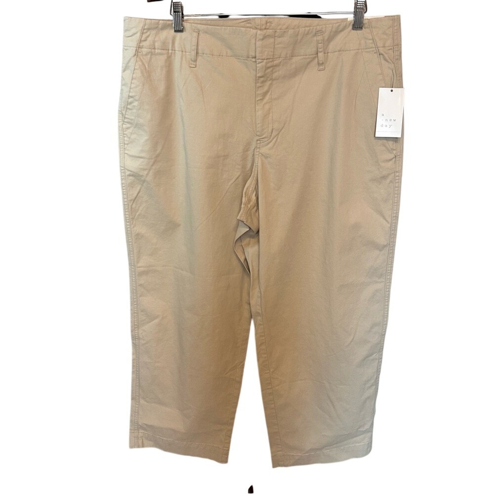 NWT‎ A New Day Khaki Tan Straight Stretch Ankle Length Casual Pants Size 16R